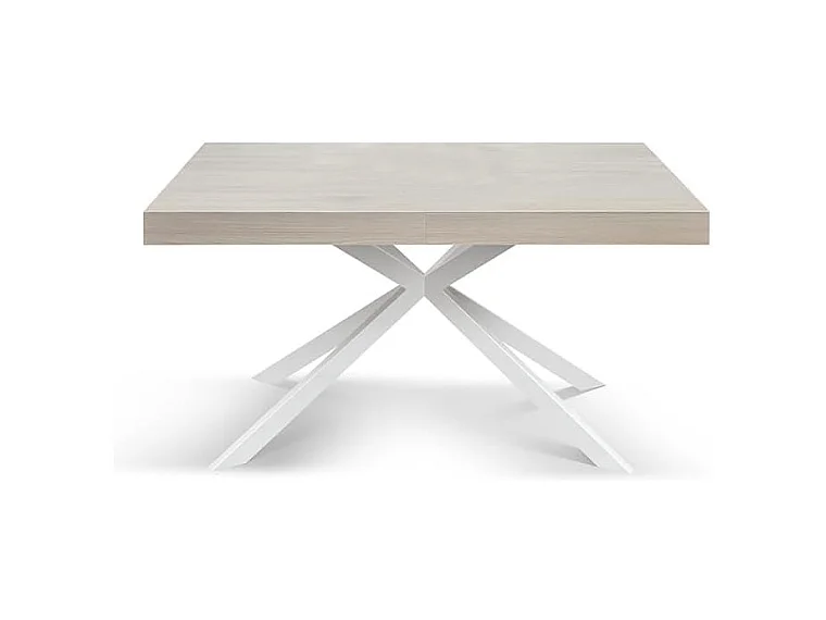Tavolo legno, finitura olmo perla,base X bianco, allungabile 140x90 - CAMAIORE