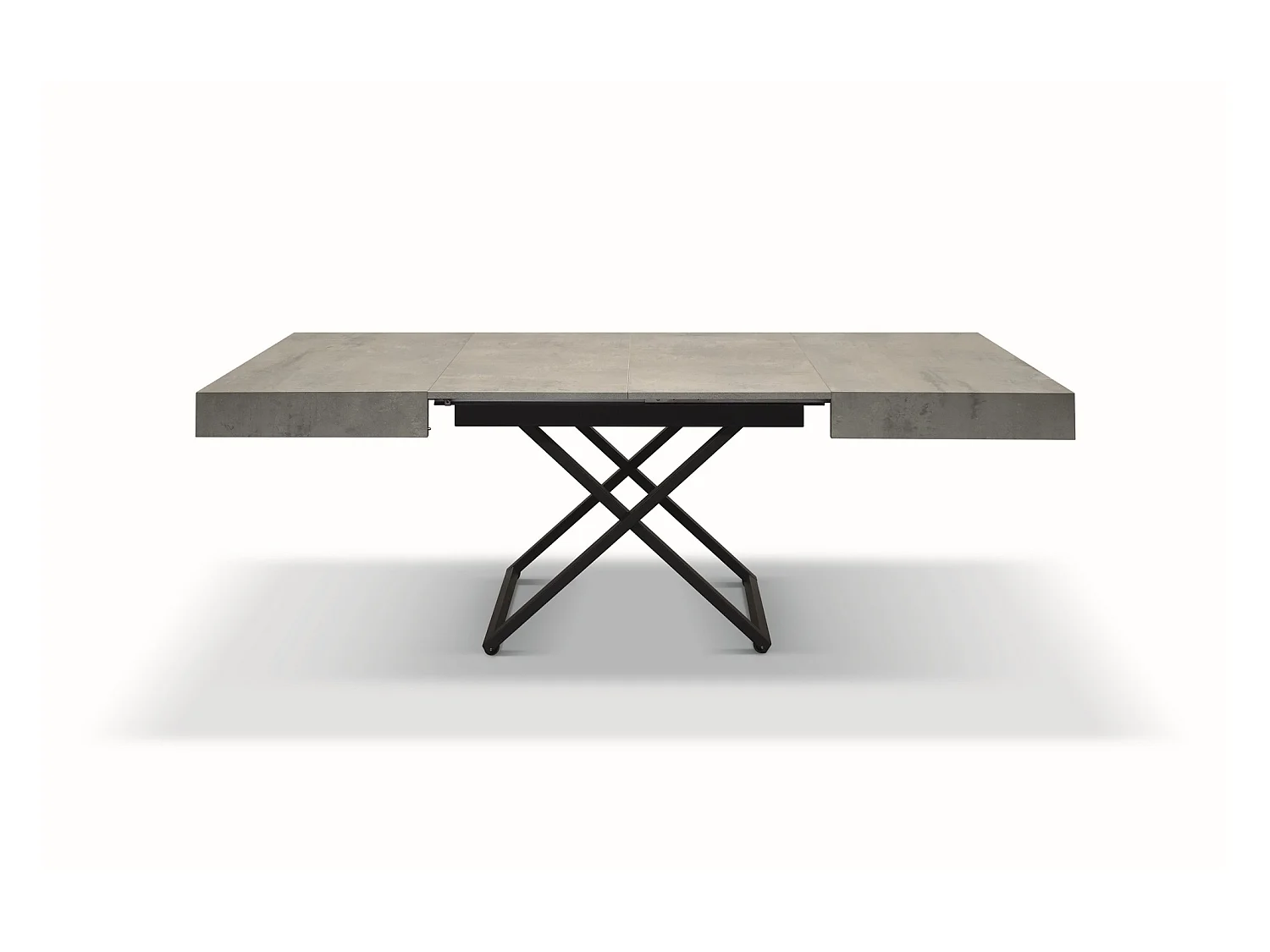 Table basse en bois, finition grise, base noire, convertible 120x80 - CAMOGLI