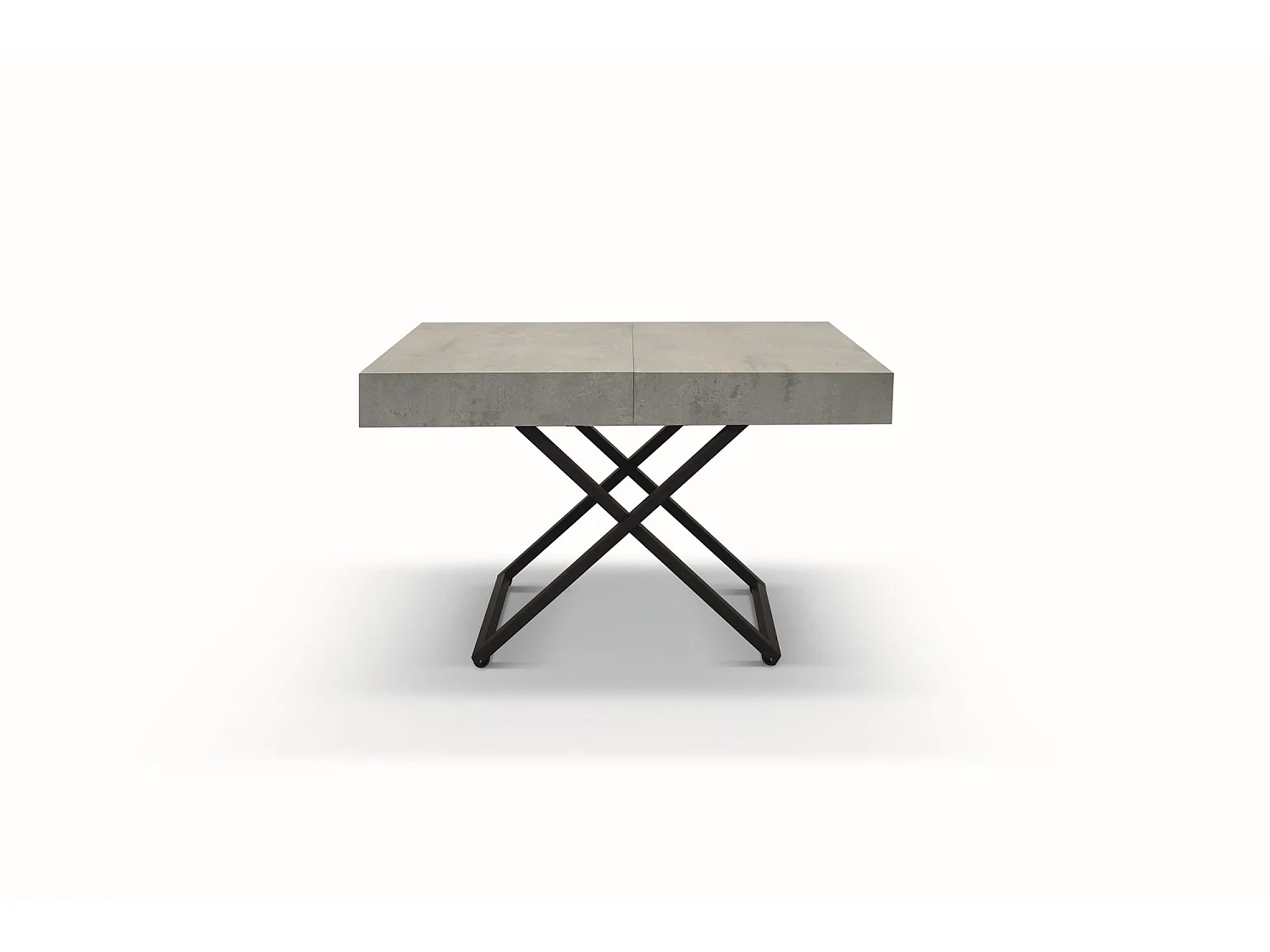 Table basse en bois, finition grise, base noire, convertible 120x80 - CAMOGLI