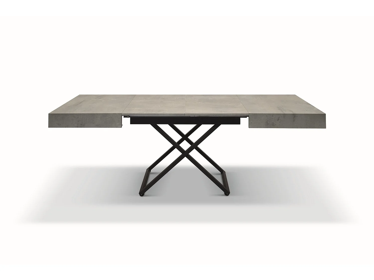 Table basse en bois, finition grise, base noire, convertible 120x80 - CAMOGLI