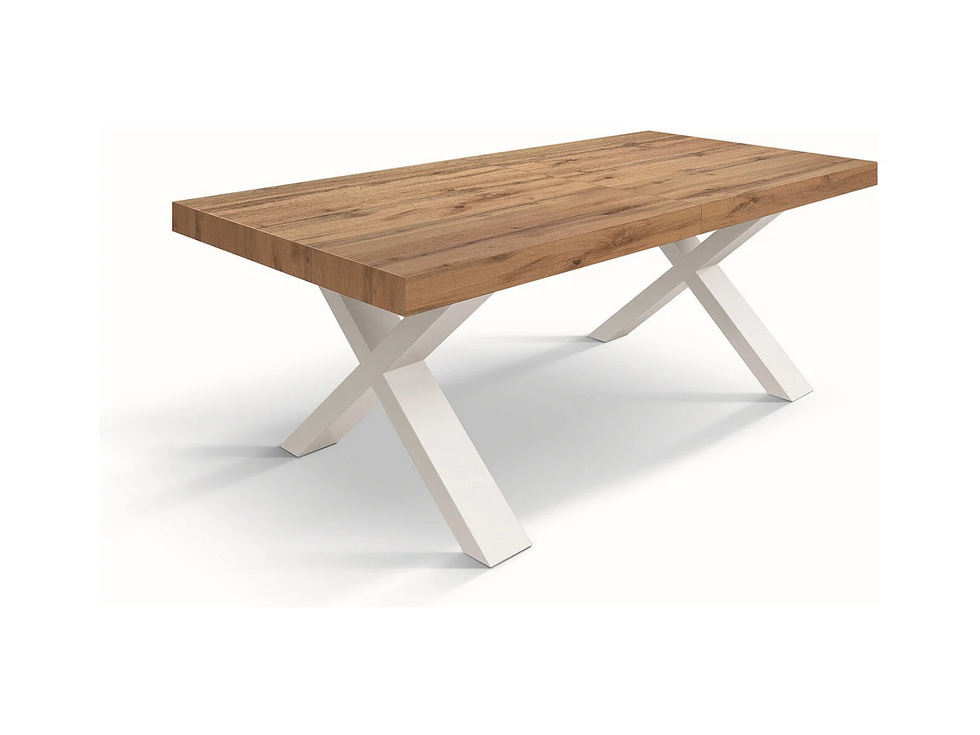 Mesa de madera efecto roble, patas antracita, ext.160x90-240x90cm - AMALFI