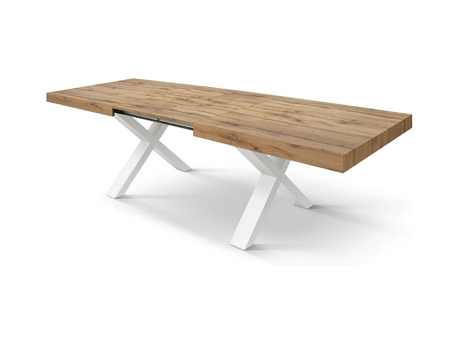 Table en bois effet chêne, pieds anthracite, ext.160x90-240x90cm - AMALFI