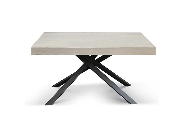 Table en bois, finition orme perlé, base anthracite, extensible 160x90 - FORTE DEI MARMI