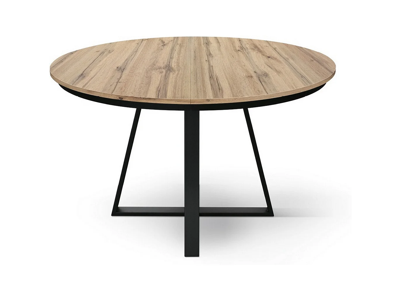 Okrągły stół z drewna z efektem dębu, antracytowa podstawa, podłużny ⌀120 - PANTELLERIA