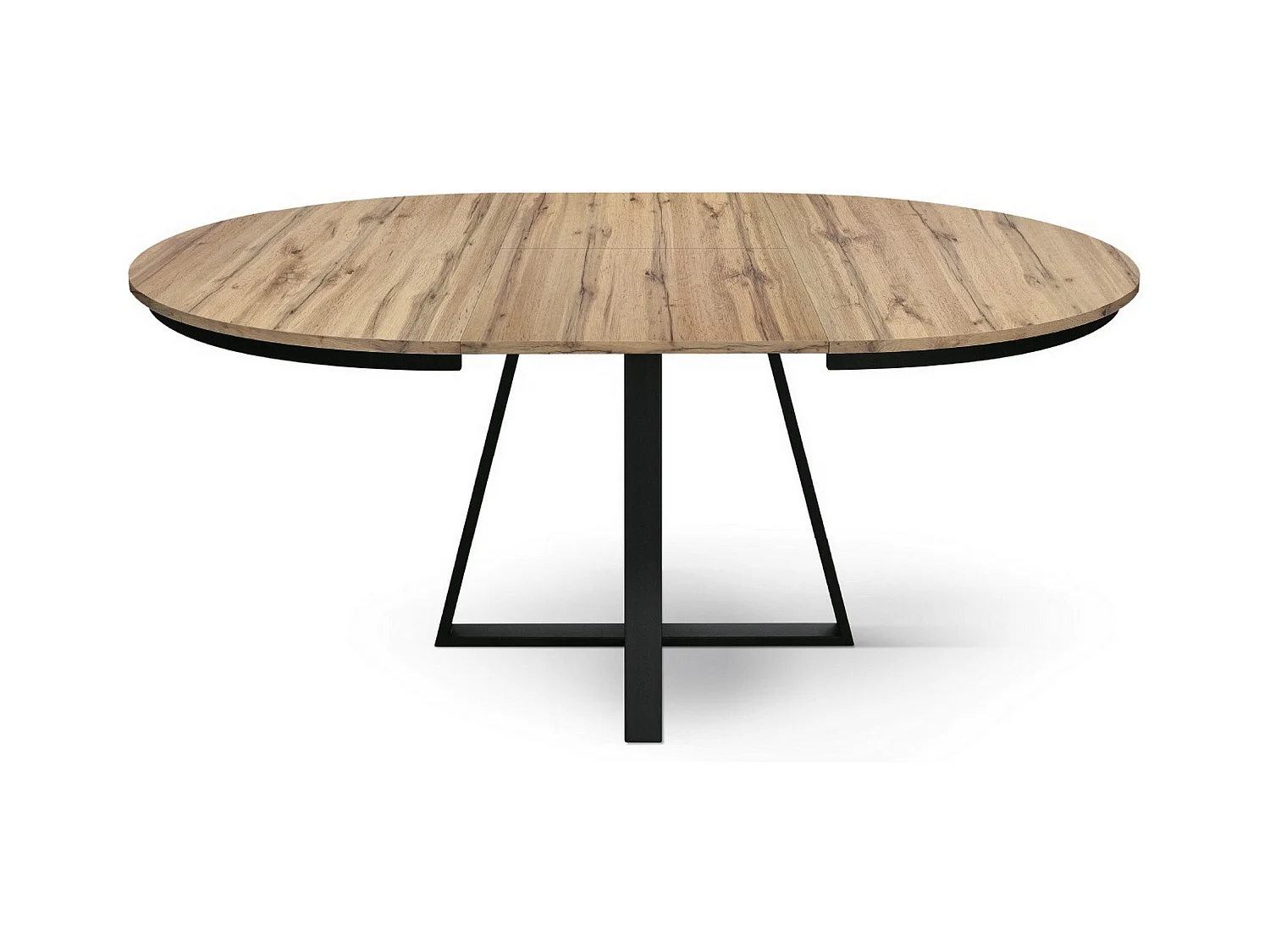 Okrągły stół z drewna z efektem dębu, antracytowa podstawa, podłużny ⌀120 - PANTELLERIA