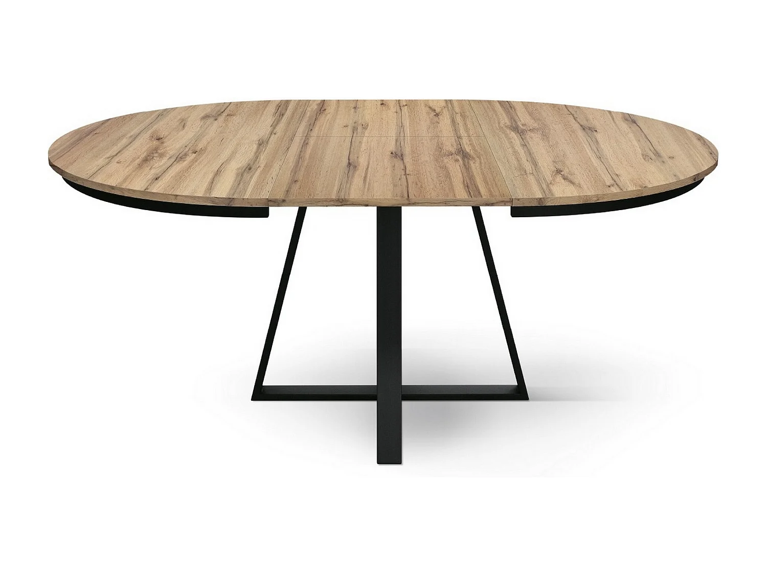 Runder Tisch aus Holz in Eichenoptik, anthrazitfarbener Fuß, länglich ⌀120 - PANTELLERIA