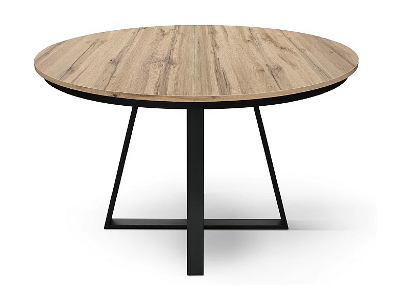 Table ronde en bois effet chêne, base anthracite, allongée ⌀120 - PANTELLERIA