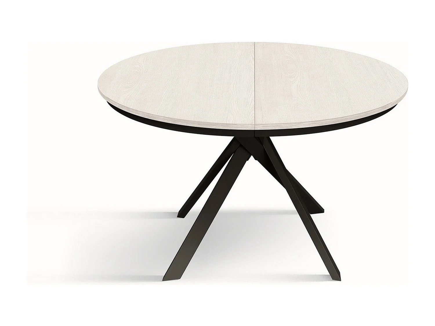 Mesa redonda em freixo branco, pernas em metal antracite 120-170cm - PANTELLERIA