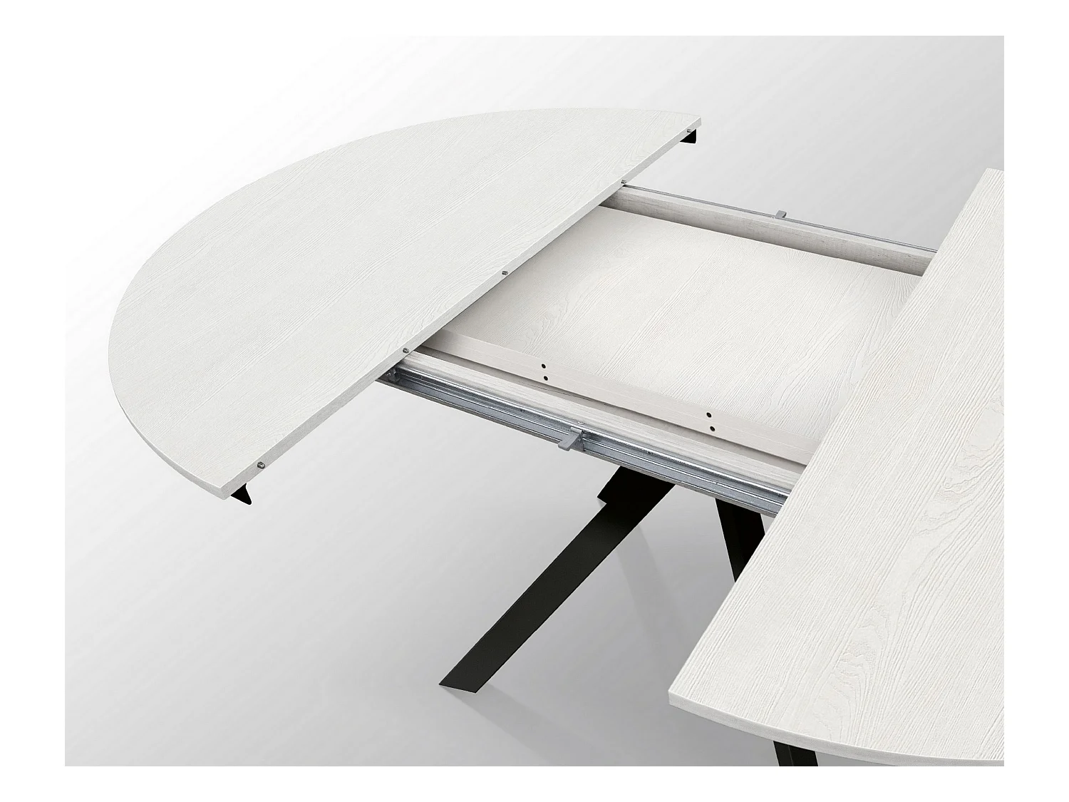 Mesa redonda em freixo branco, pernas em metal antracite 120-170cm - PANTELLERIA