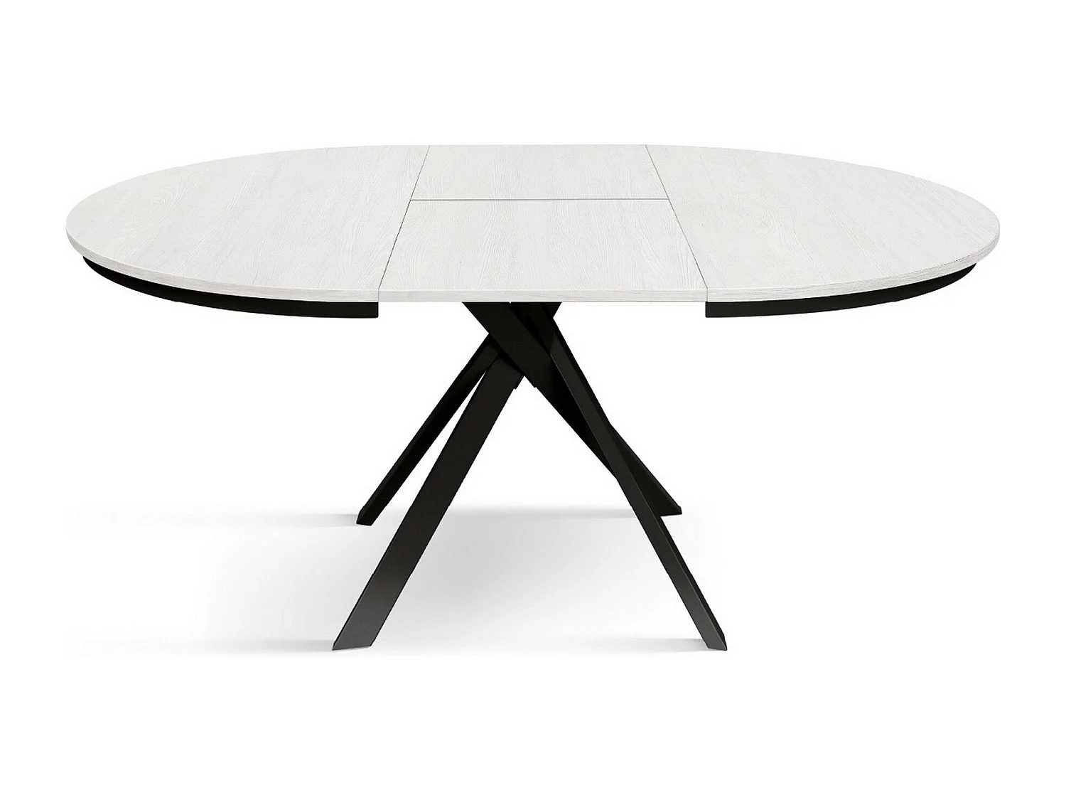 Table ronde frêne blanc, pieds métal anthracite 120-170cm - PANTELLERIA