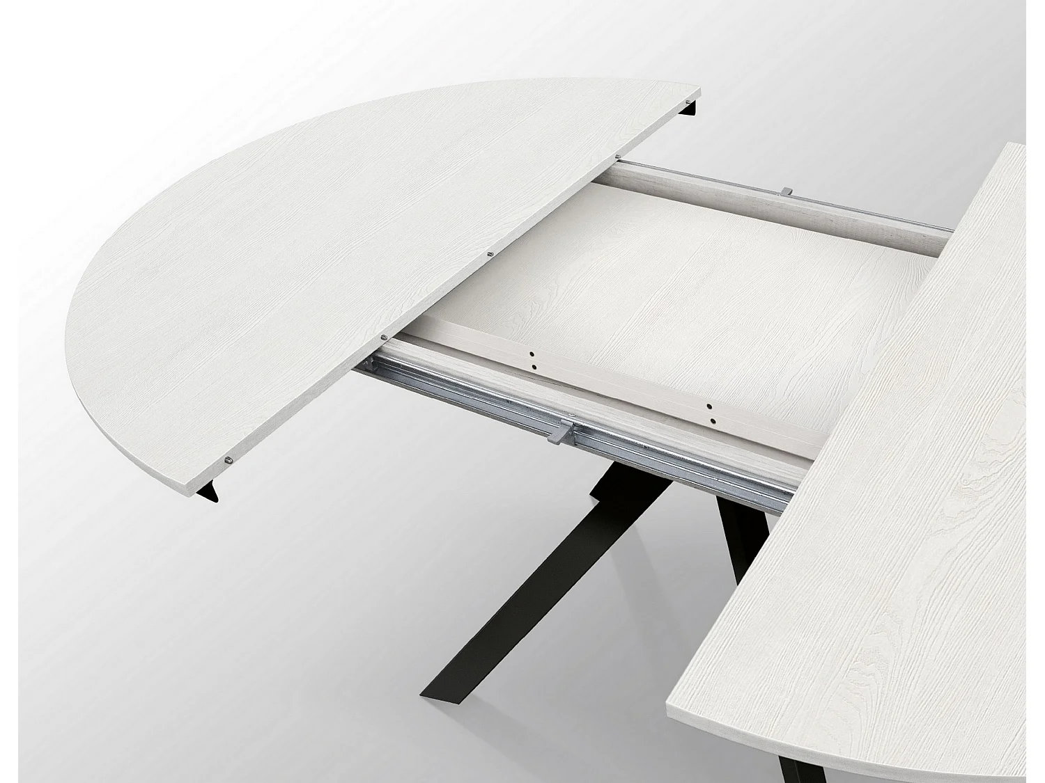 Table ronde frêne blanc, pieds métal anthracite 120-170cm - PANTELLERIA