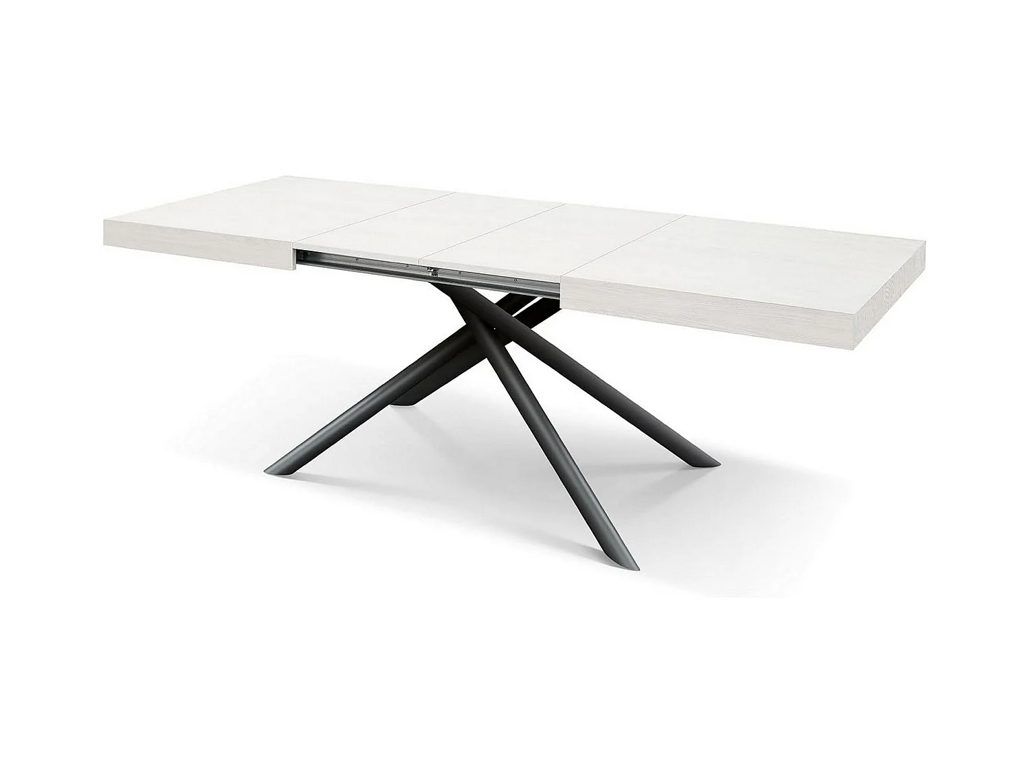 Table en bois, frêne blanc, base anthracite, ext.160x90-240x90cm - CARRARA