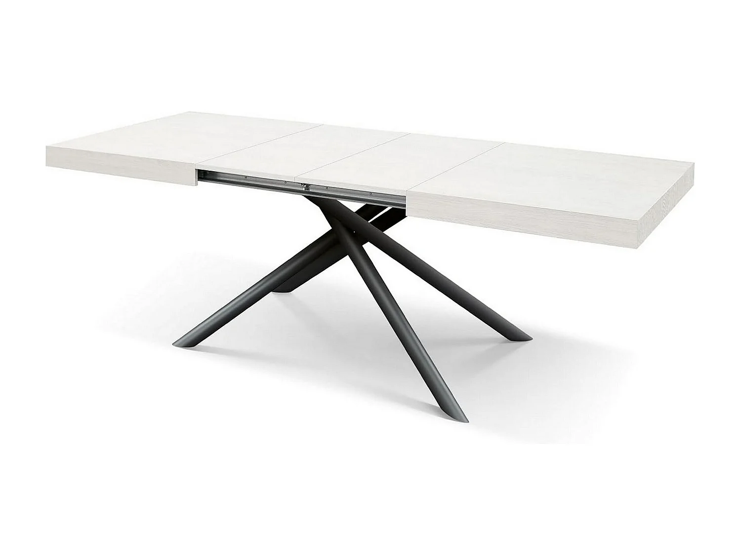 Mesa de madeira, cinza branco, base antracite, ext.160x90-240x90cm - CARRARA