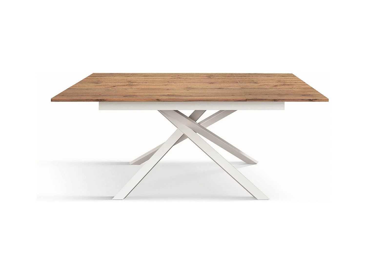 Holztisch, Eiche-Effekt, weiße Basis, 120x80-170x80cm - VOLPAIA