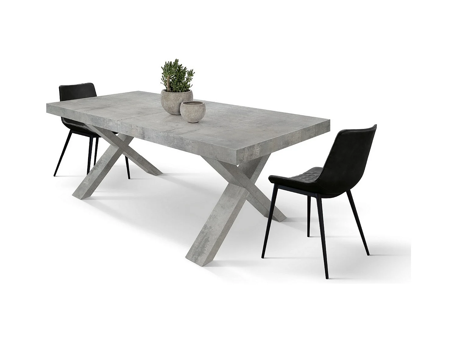 Table à rallonge en bois gris ciment160x90-240x90cm - AMALFI