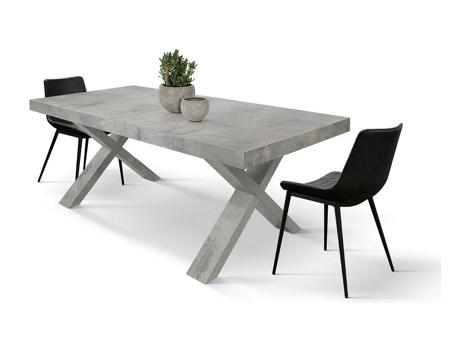 Table à rallonge en bois gris ciment160x90-240x90cm - AMALFI