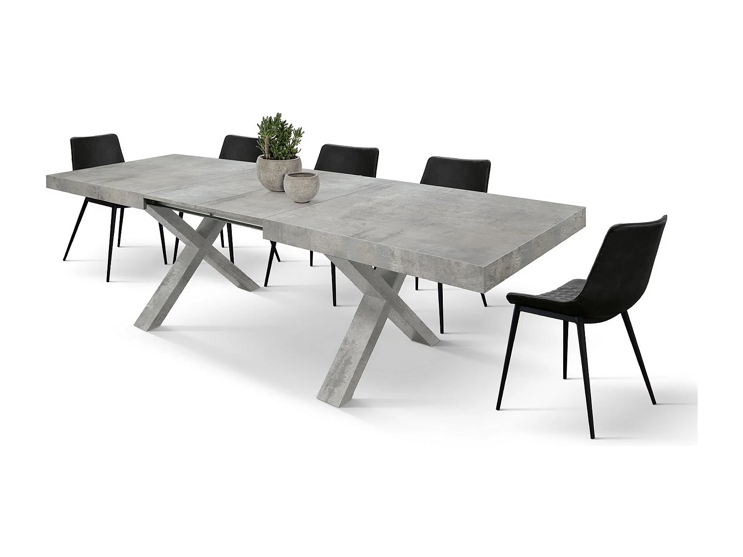 Table à rallonge en bois gris ciment160x90-240x90cm - AMALFI