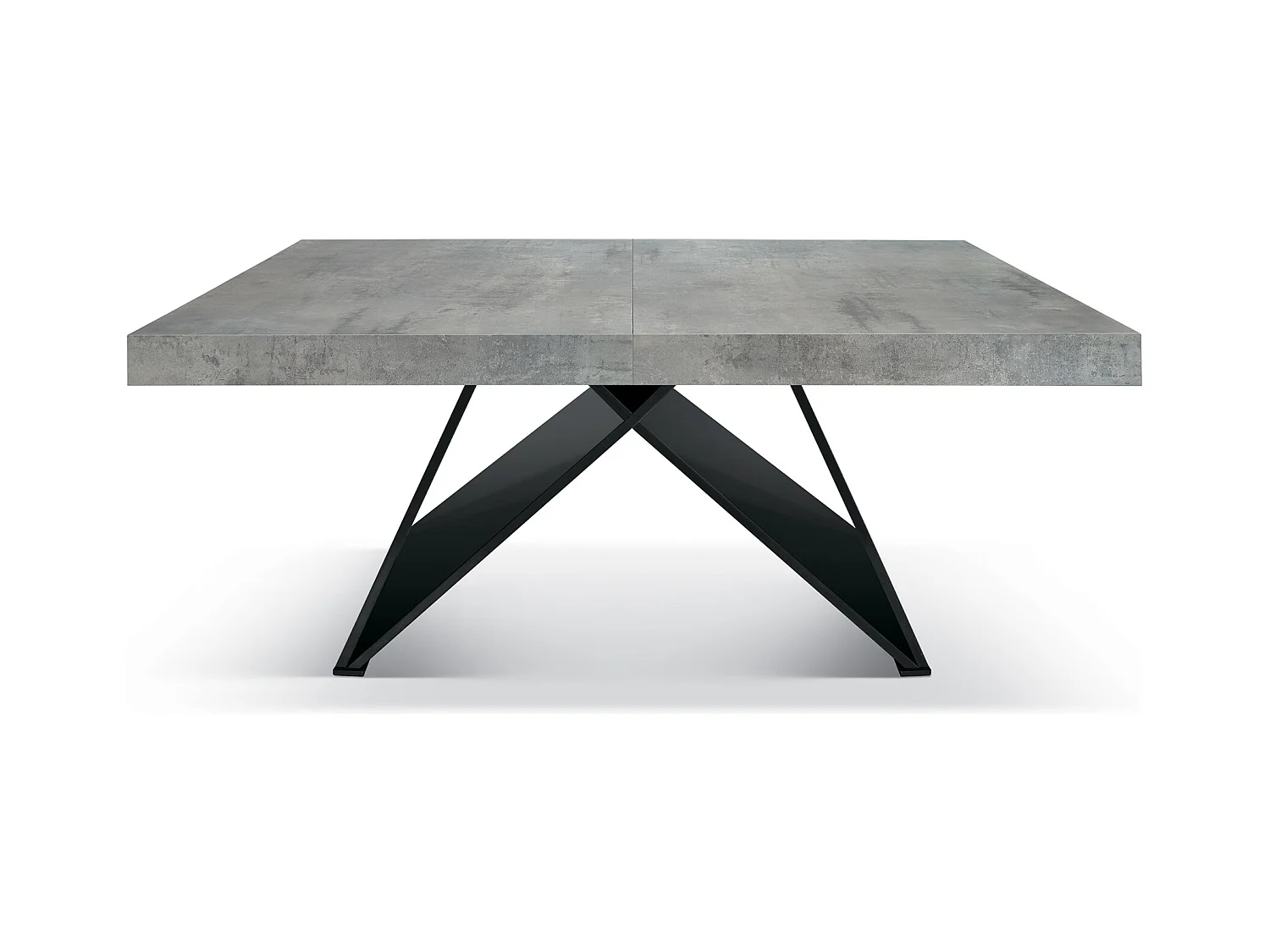 Table en bois,gris béton,base anthracite,longueur 160×90-240×90cm - VULCANO