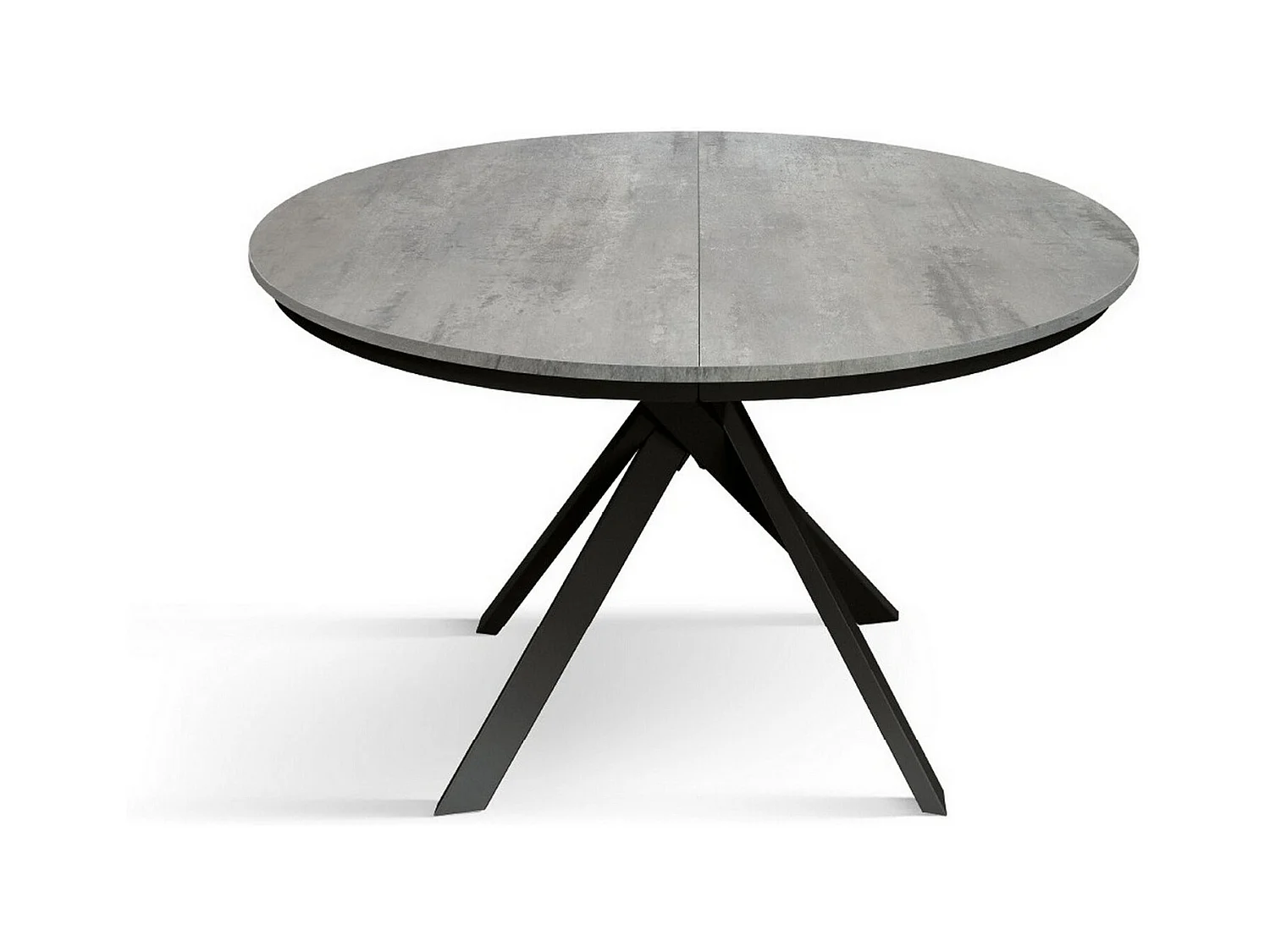 Table ronde gris ciment, pieds en métal anthracite 120-170cm - PANTELLERIA