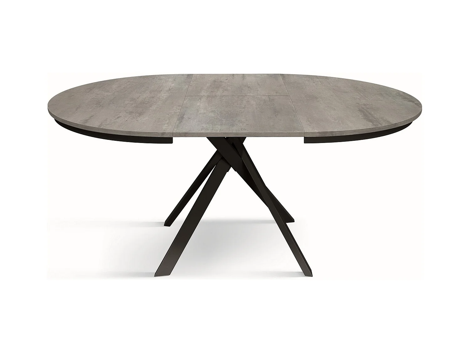 Table ronde gris ciment, pieds en métal anthracite 120-170cm - PANTELLERIA