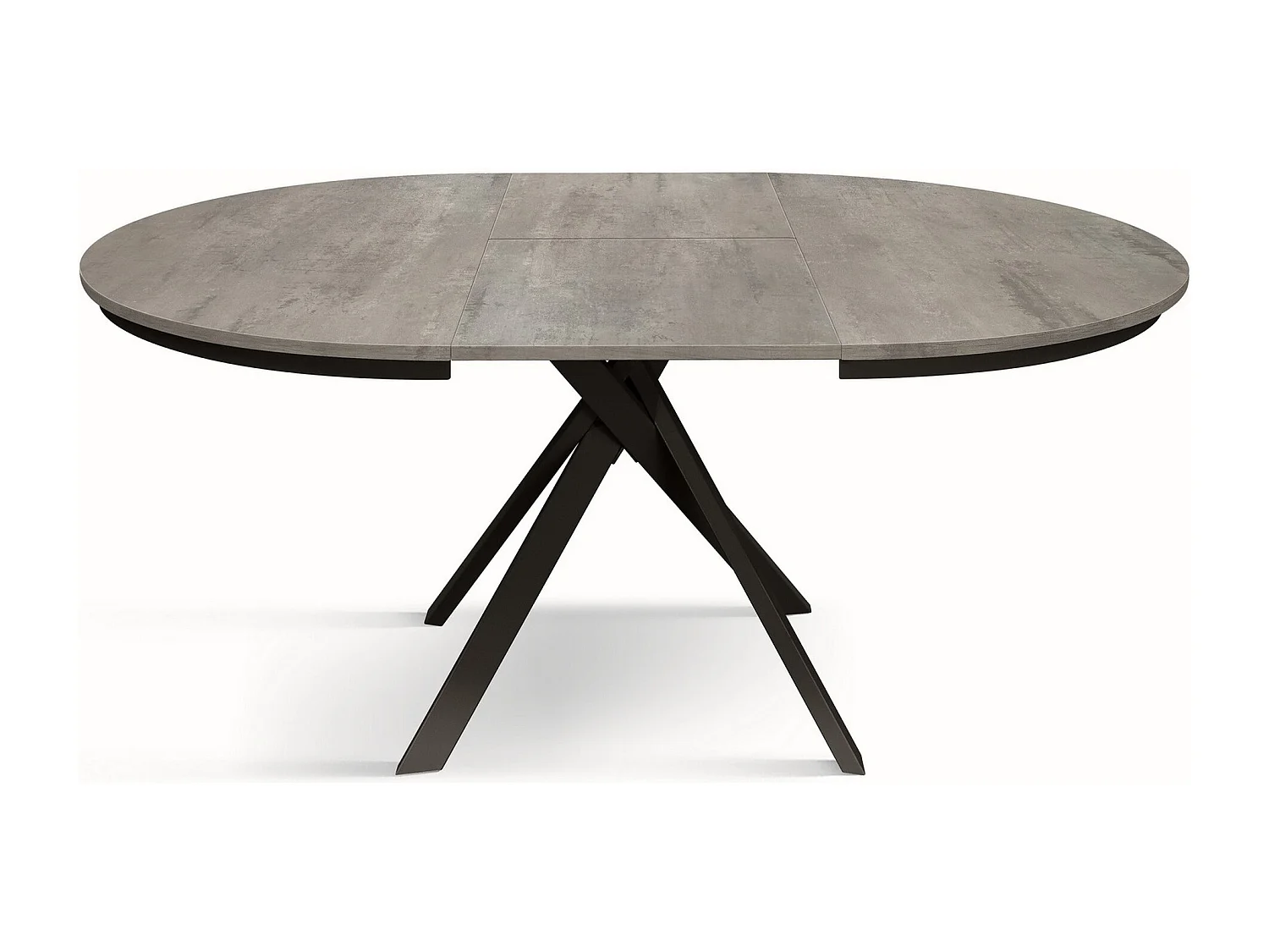 Runder Tisch zementgrau, anthrazitfarbene Metallbeine 120-170cm - PANTELLERIA