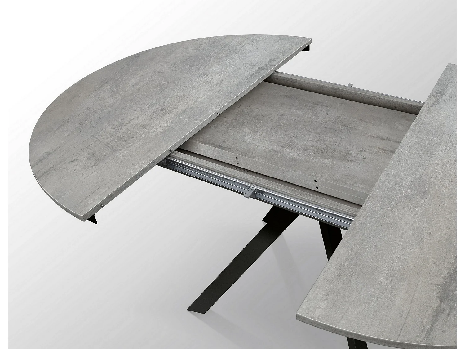 Runder Tisch zementgrau, anthrazitfarbene Metallbeine 120-170cm - PANTELLERIA