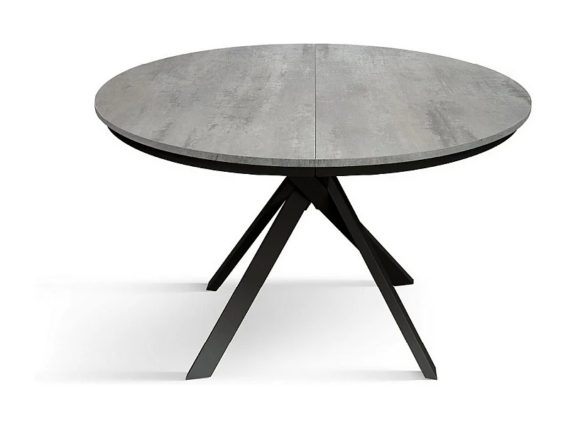 Runder Tisch zementgrau, anthrazitfarbene Metallbeine 120-170cm - PANTELLERIA