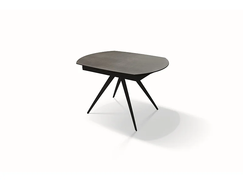 Glaskeramiek tafel grijs, metaal antraciet, uitschuifbaar 120x90 - LAVEZZI