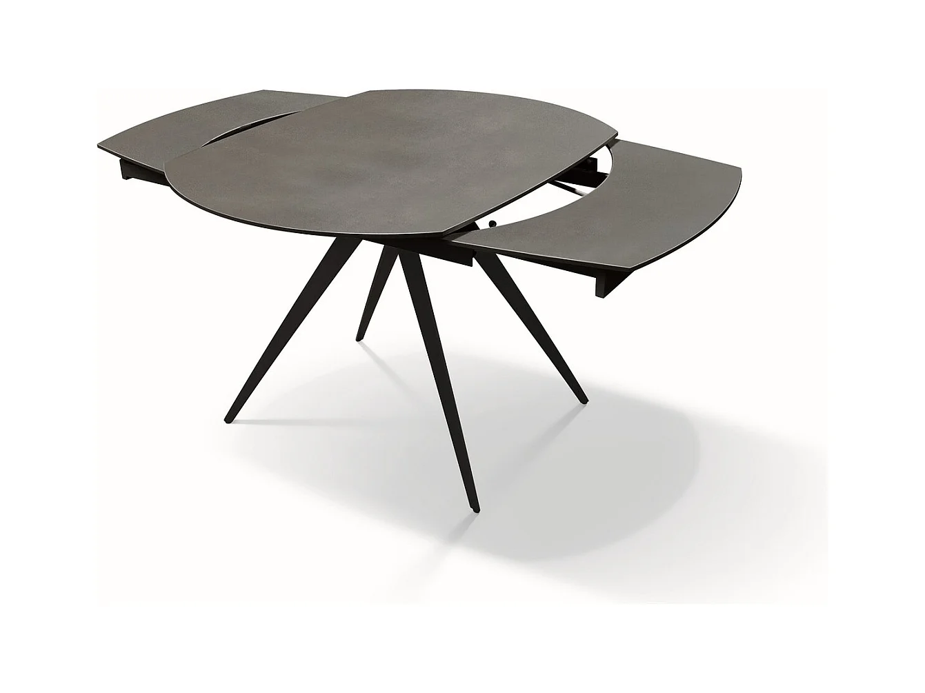 Table en verre céramique gris, métal anthracite, extensible 120x90 - LAVEZZI