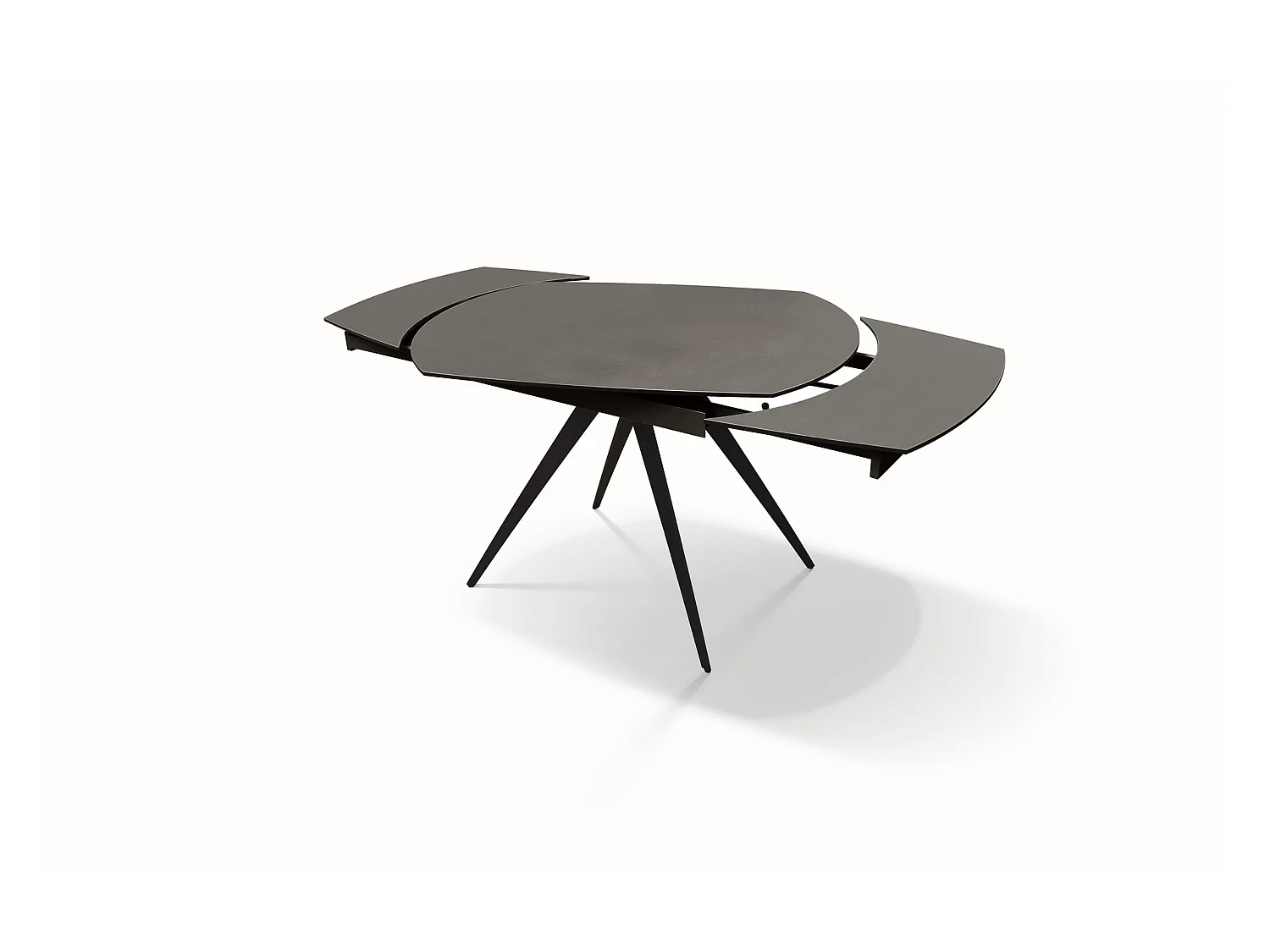 Table en verre céramique gris, métal anthracite, extensible 120x90 - LAVEZZI