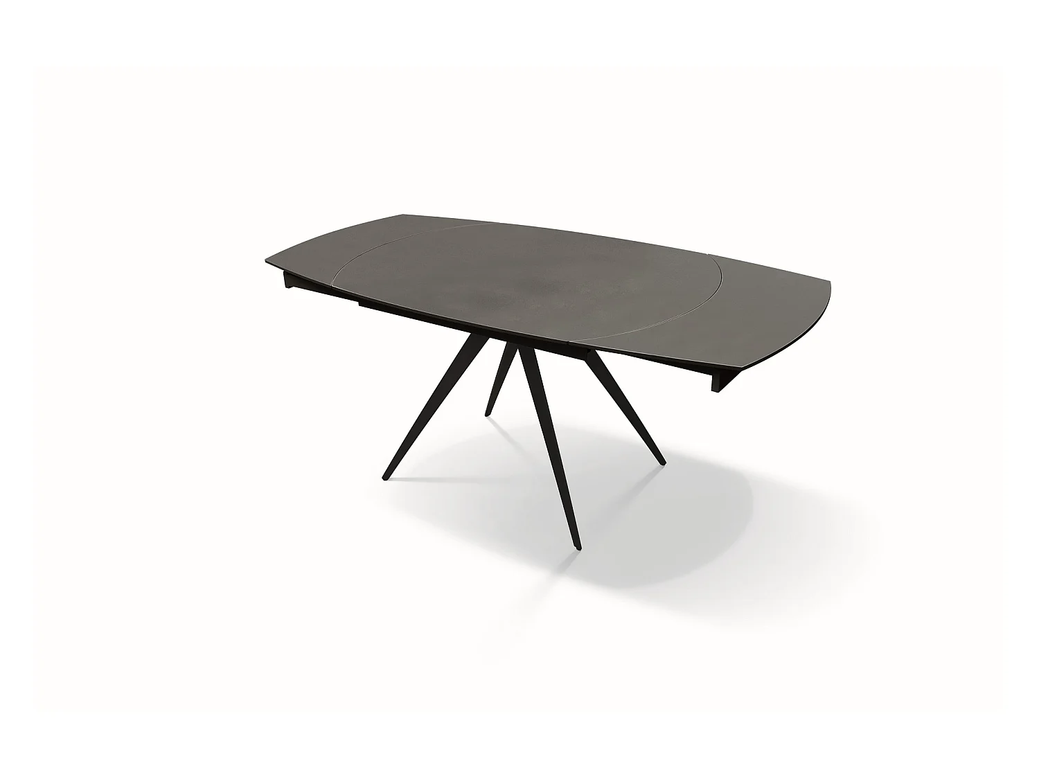 Glaskeramiek tafel grijs, metaal antraciet, uitschuifbaar 120x90 - LAVEZZI