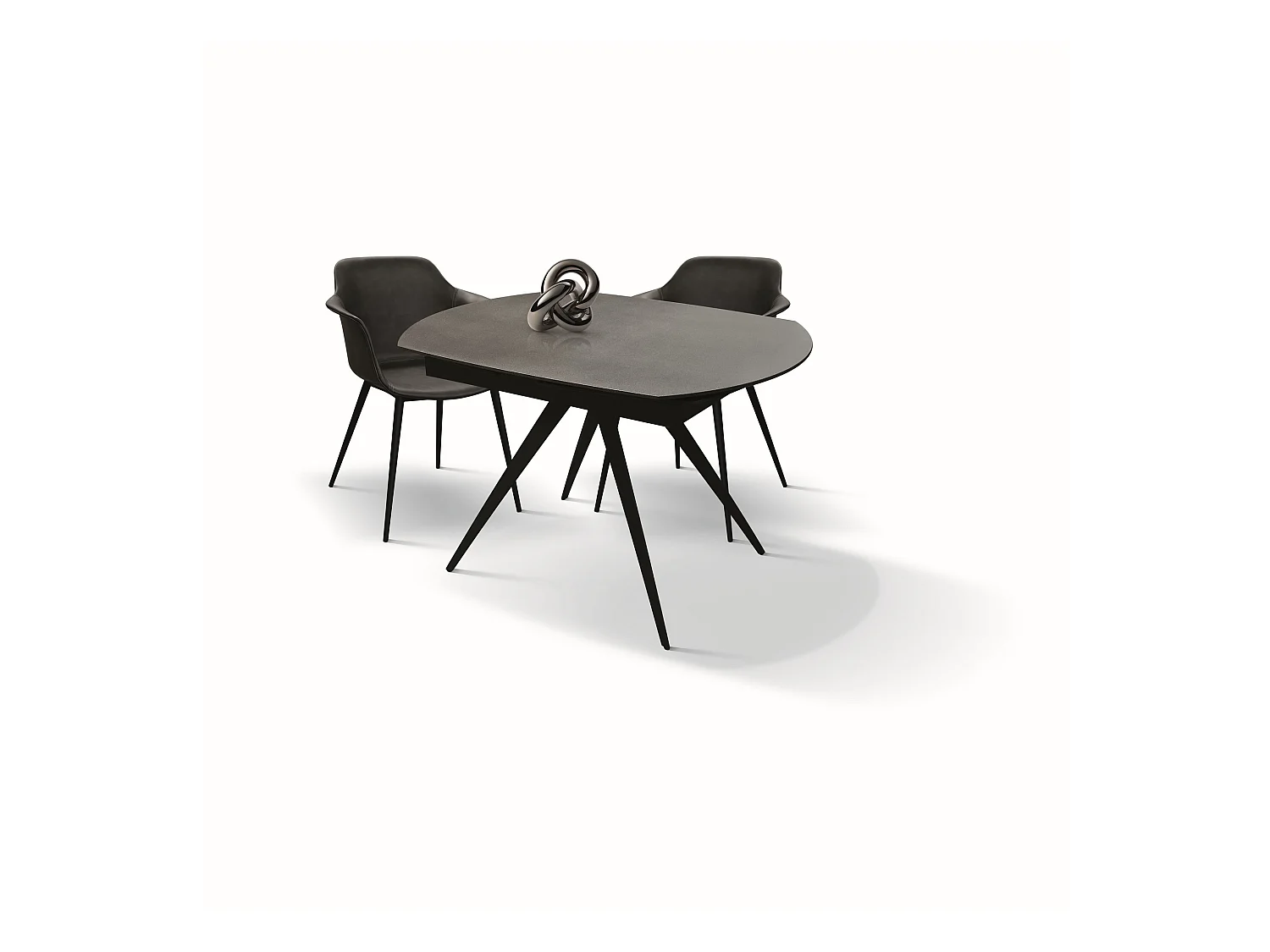 Glaskeramiek tafel grijs, metaal antraciet, uitschuifbaar 120x90 - LAVEZZI