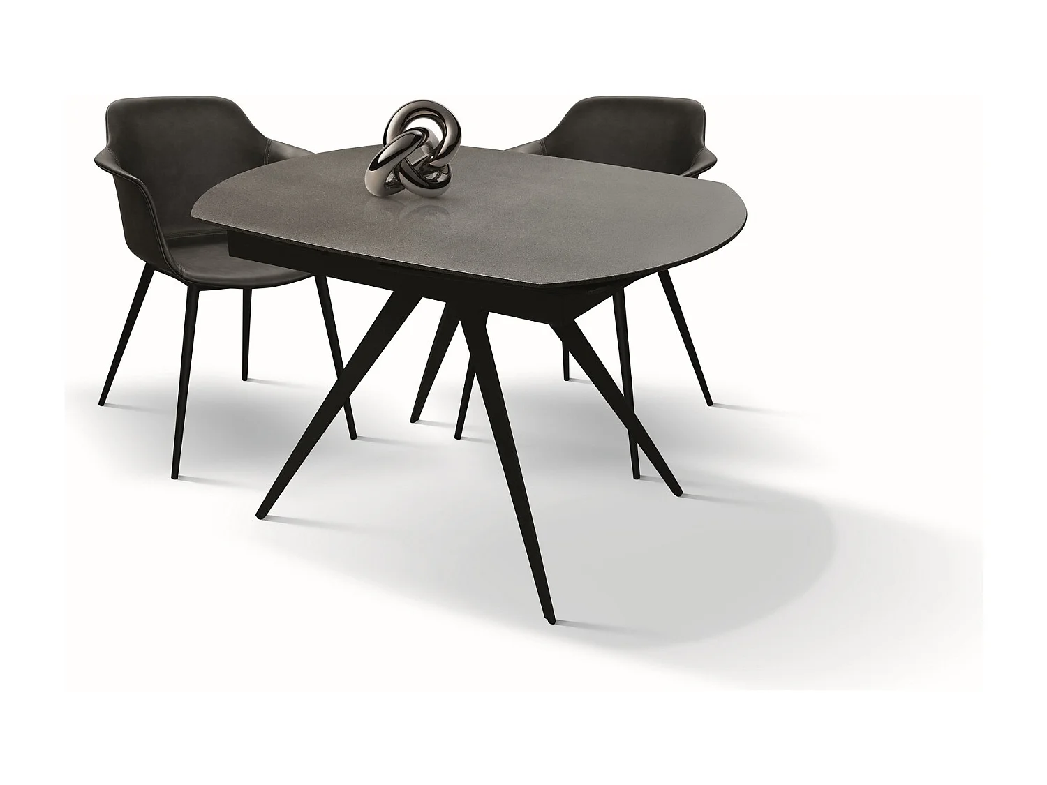 Tavolo in vetroceramica grigio, metallo antracite, allungabile 120x90 - LAVEZZI