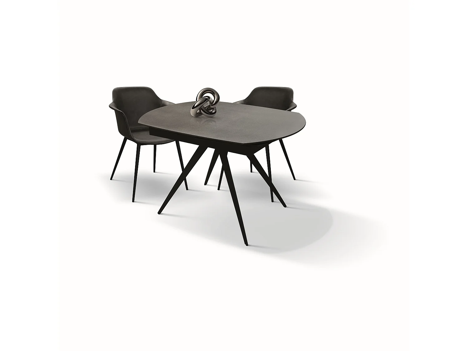 Tavolo in vetroceramica grigio, metallo antracite, allungabile 120x90 - LAVEZZI