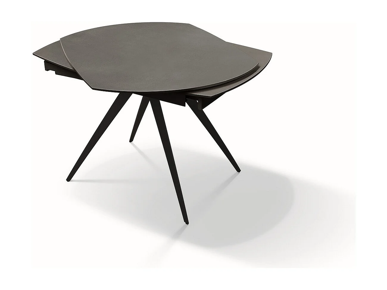 Table en verre céramique gris, métal anthracite, extensible 120x90 - LAVEZZI