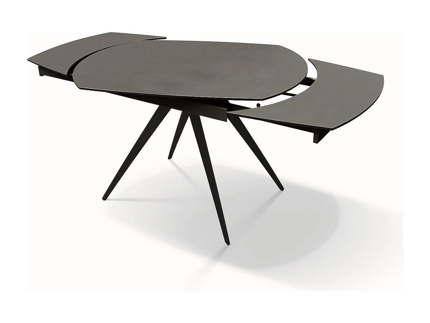 Table en verre céramique gris, métal anthracite, extensible 120x90 - LAVEZZI