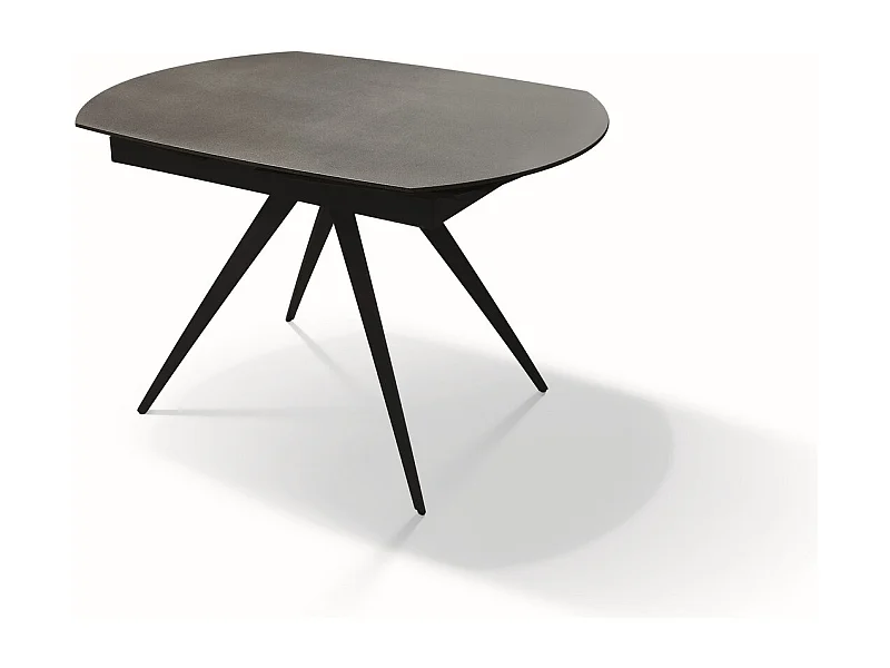 Table en verre céramique gris, métal anthracite, extensible 120x90 - LAVEZZI