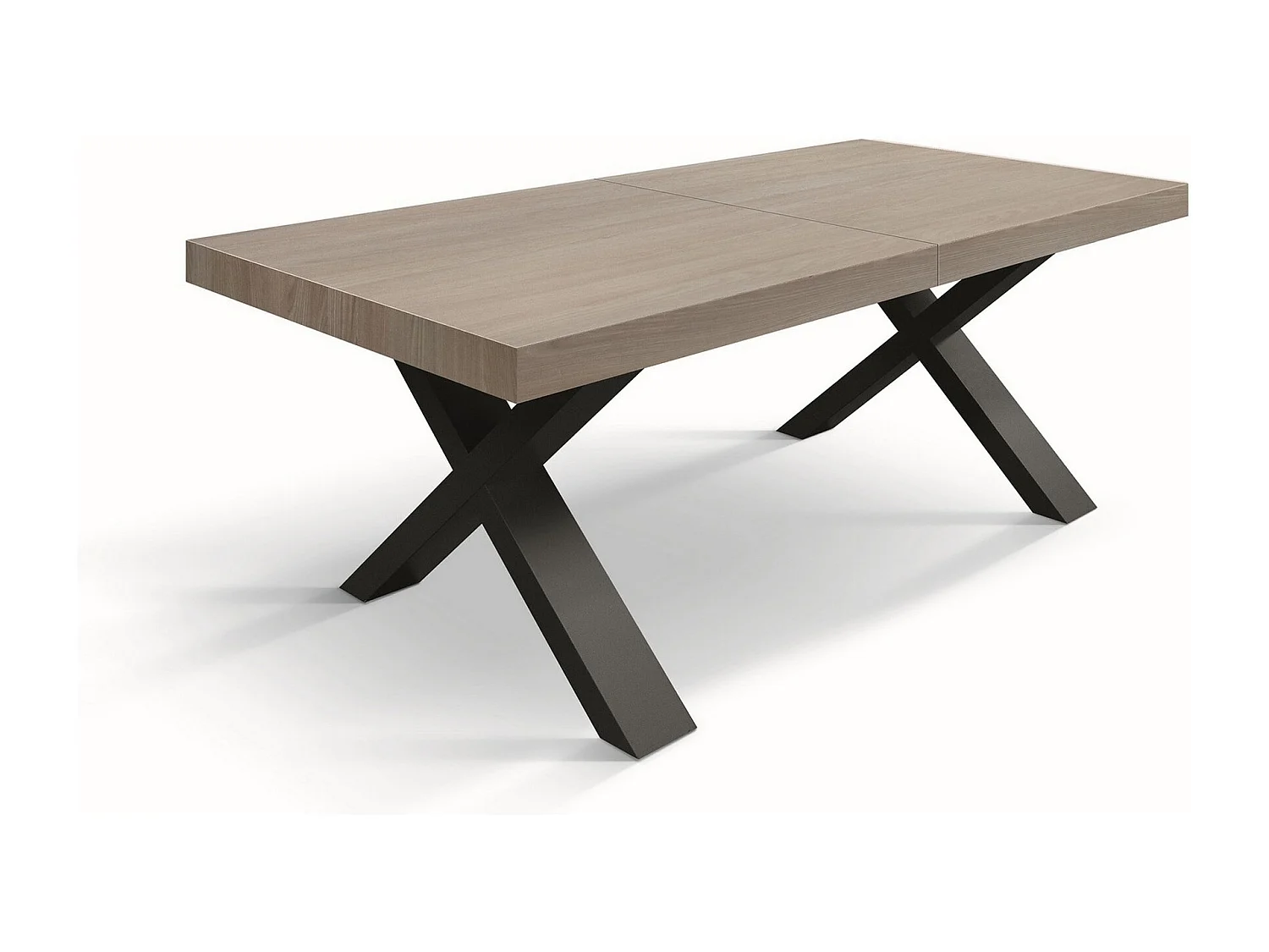 Perlenulme Holztisch, anthrazit X-Beine, ext.160x90-240x90cm - AMALFI