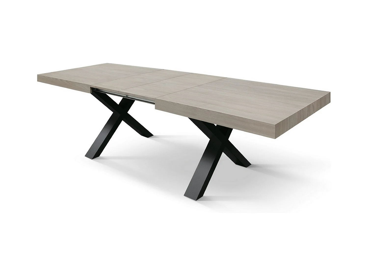 Perlenulme Holztisch, anthrazit X-Beine, ext.160x90-240x90cm - AMALFI