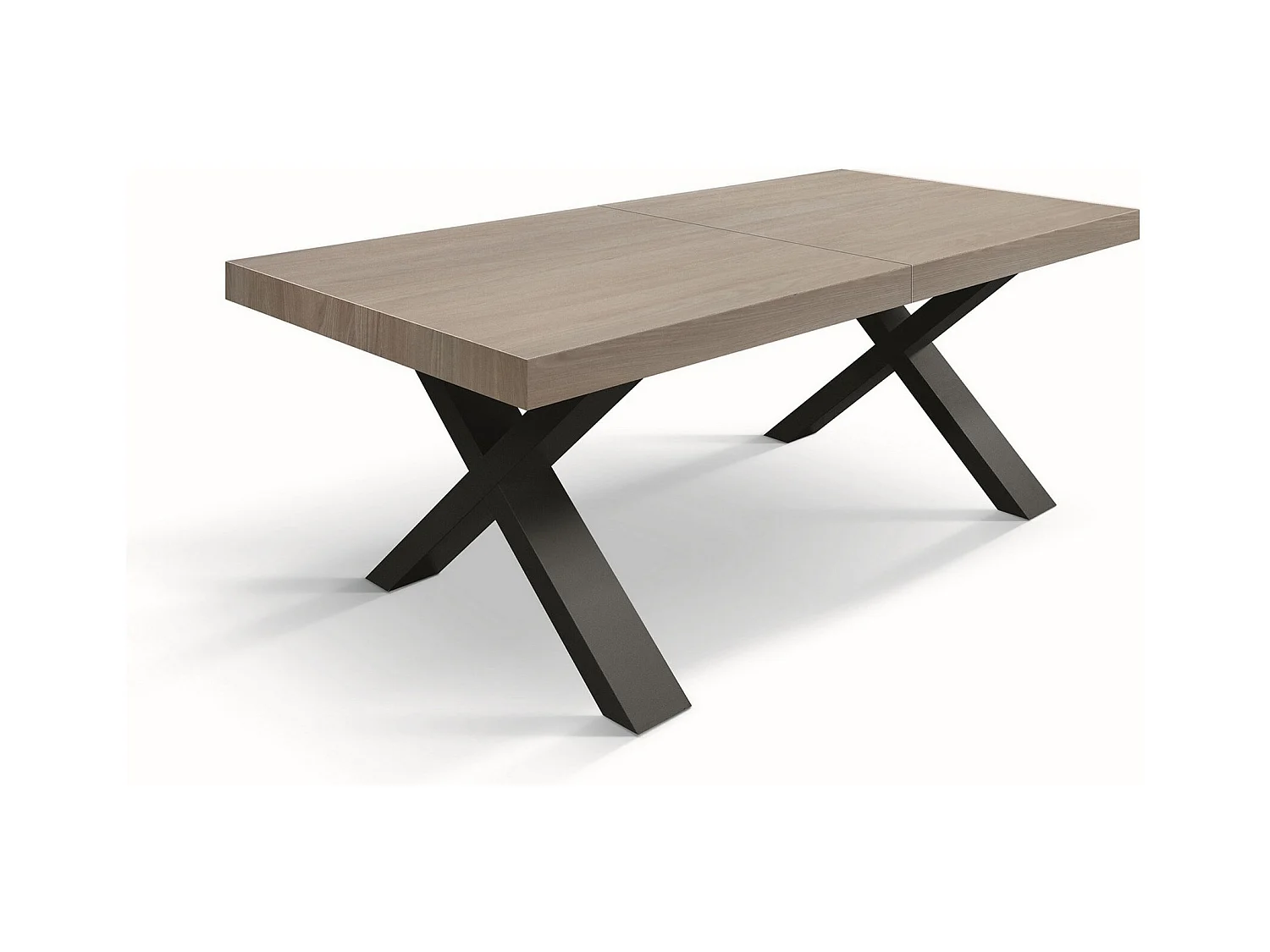 Perlenulme Holztisch, anthrazit X-Beine, ext.160x90-240x90cm - AMALFI