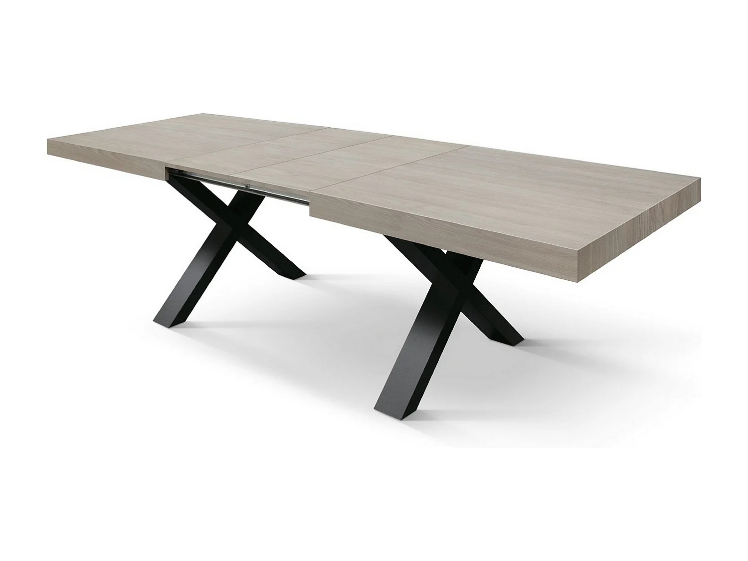 Perlenulme Holztisch, anthrazit X-Beine, ext.160x90-240x90cm - AMALFI