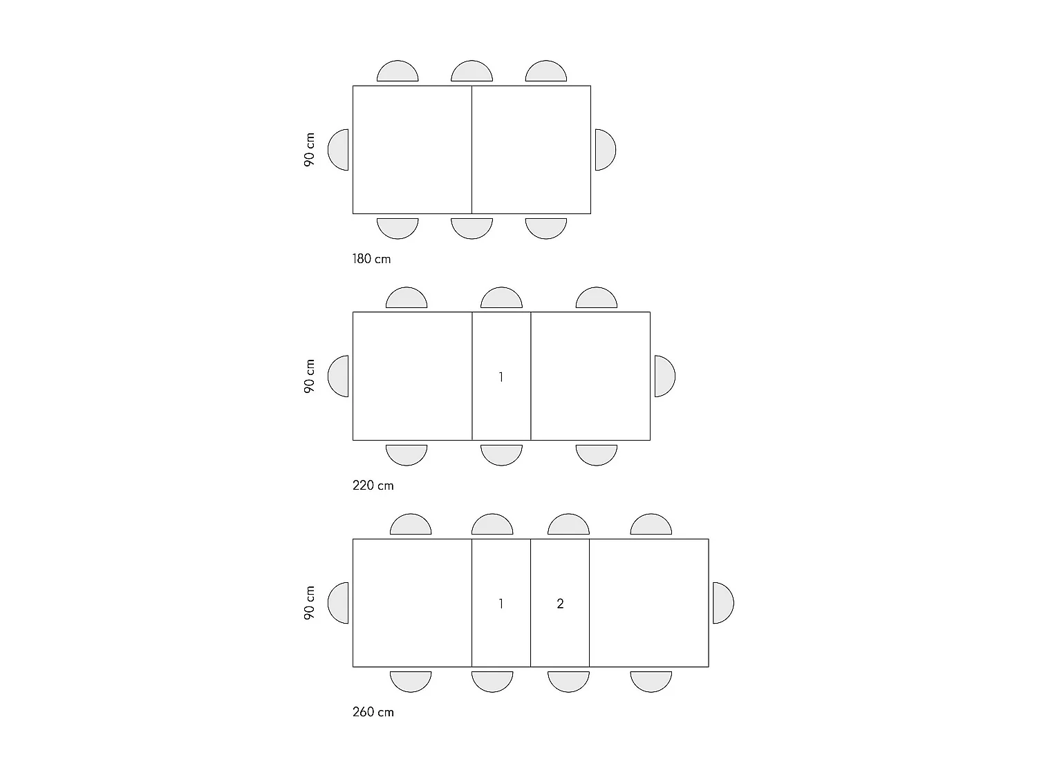 Rustikaler Holztisch in Eichenoptik, 180x90-260x90cm - AMALFI