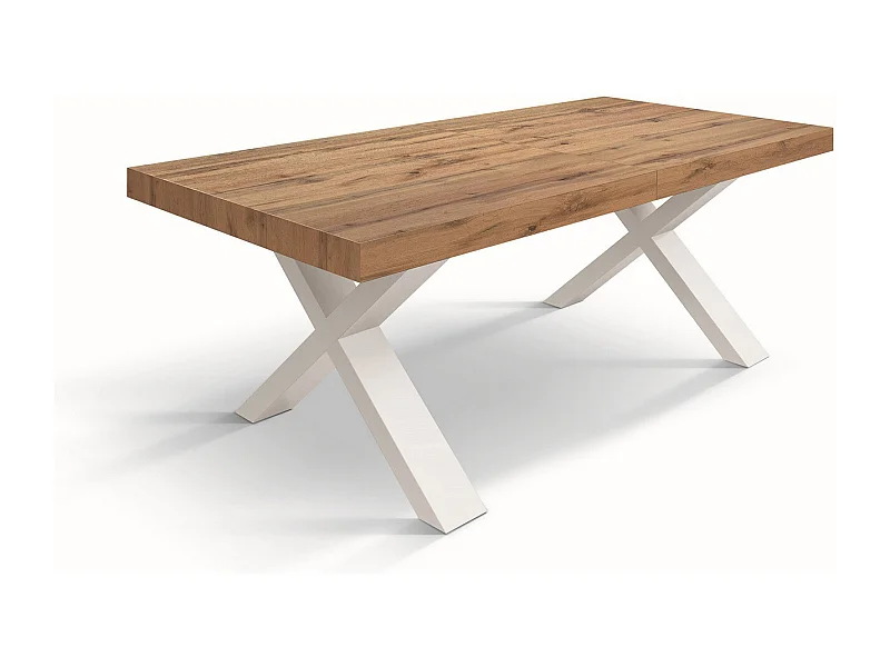 Table rustique en bois effet chêne, ext.180x90-260x90cm - AMALFI