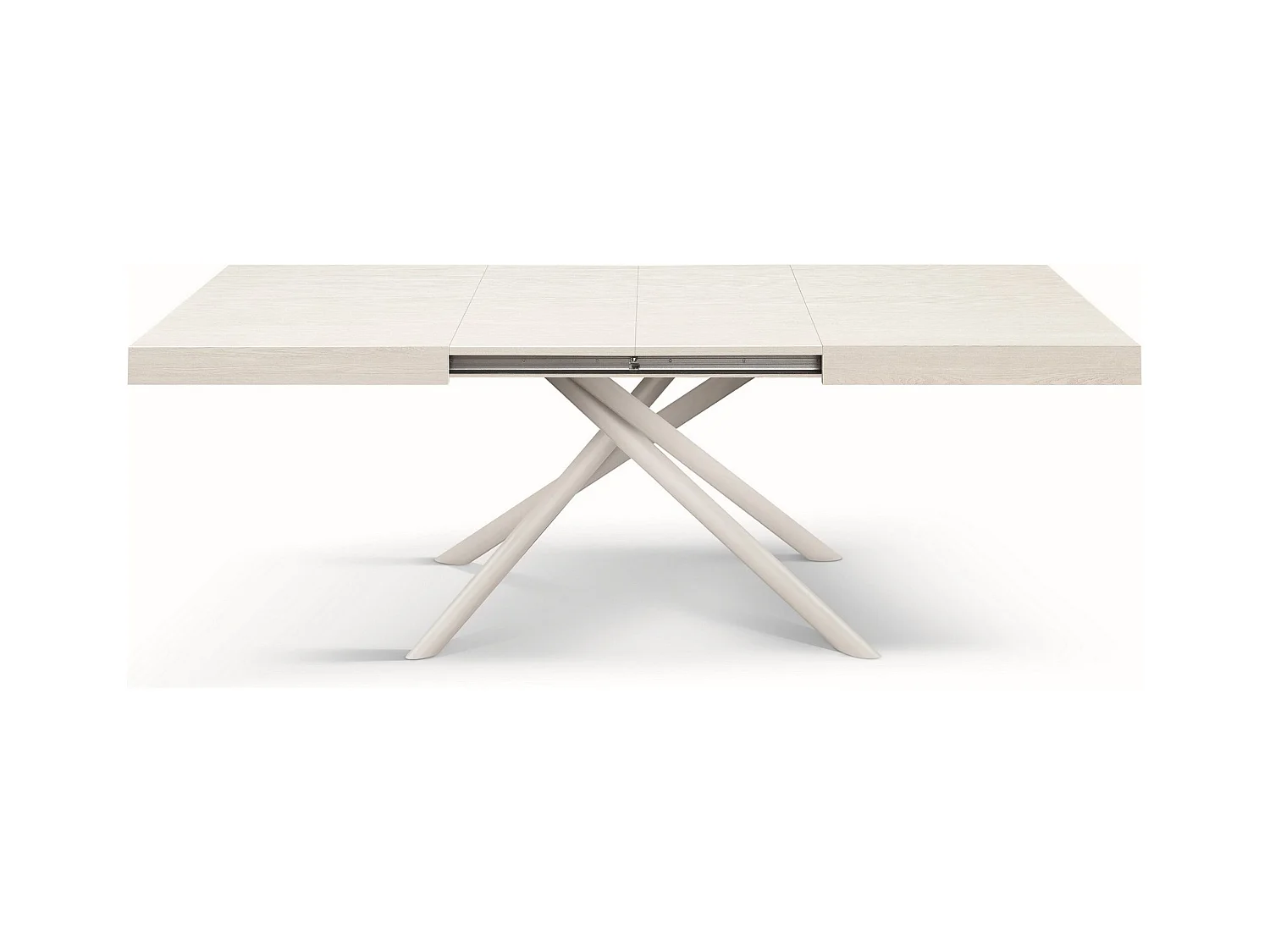 Holztisch, Esche weiß, Untergestell weiß, 160x90-240x90cm - CARRARA