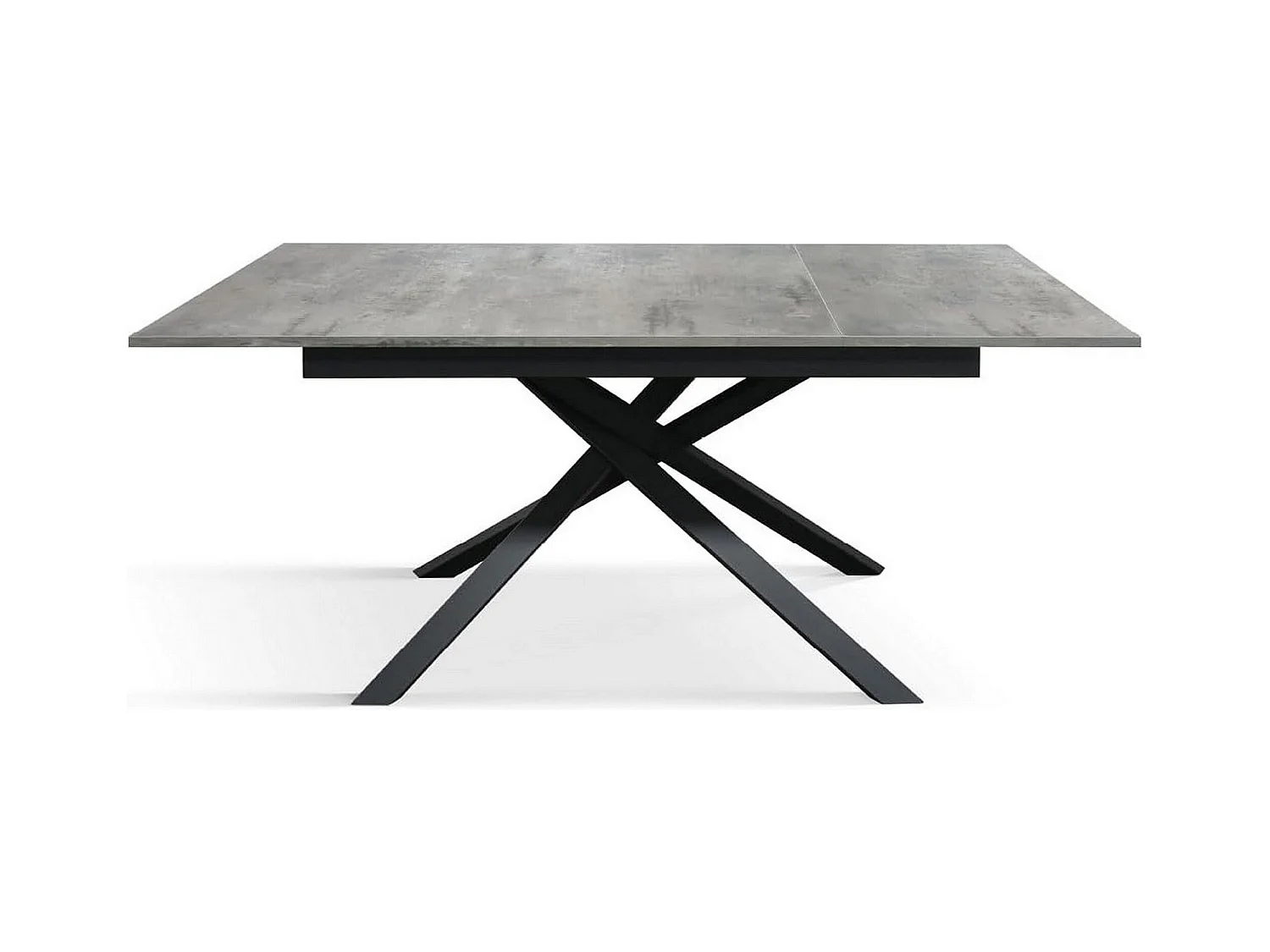 Table en bois, gris béton, base anthracite, ext.120x80-170x80cm - VOLPAIA