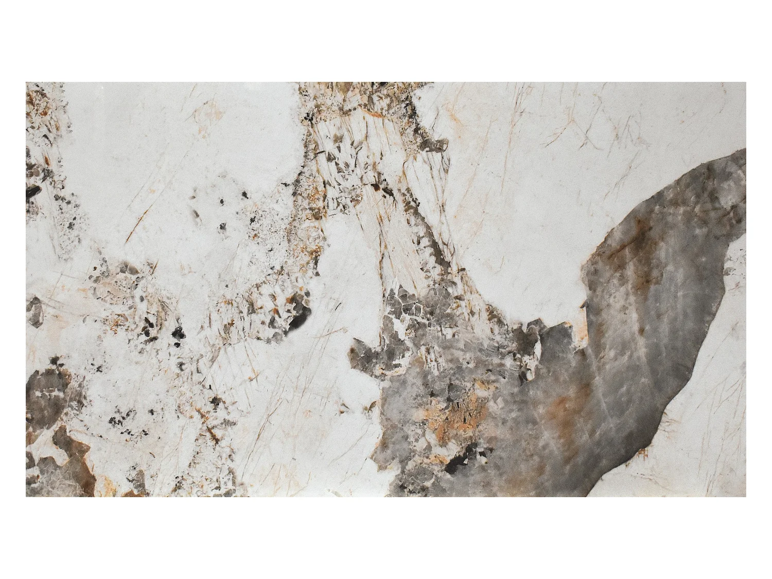 Keramische tafel met marmereffect, wit metaal, uitschuifbaar 160x90 - BEVERLY HILLS