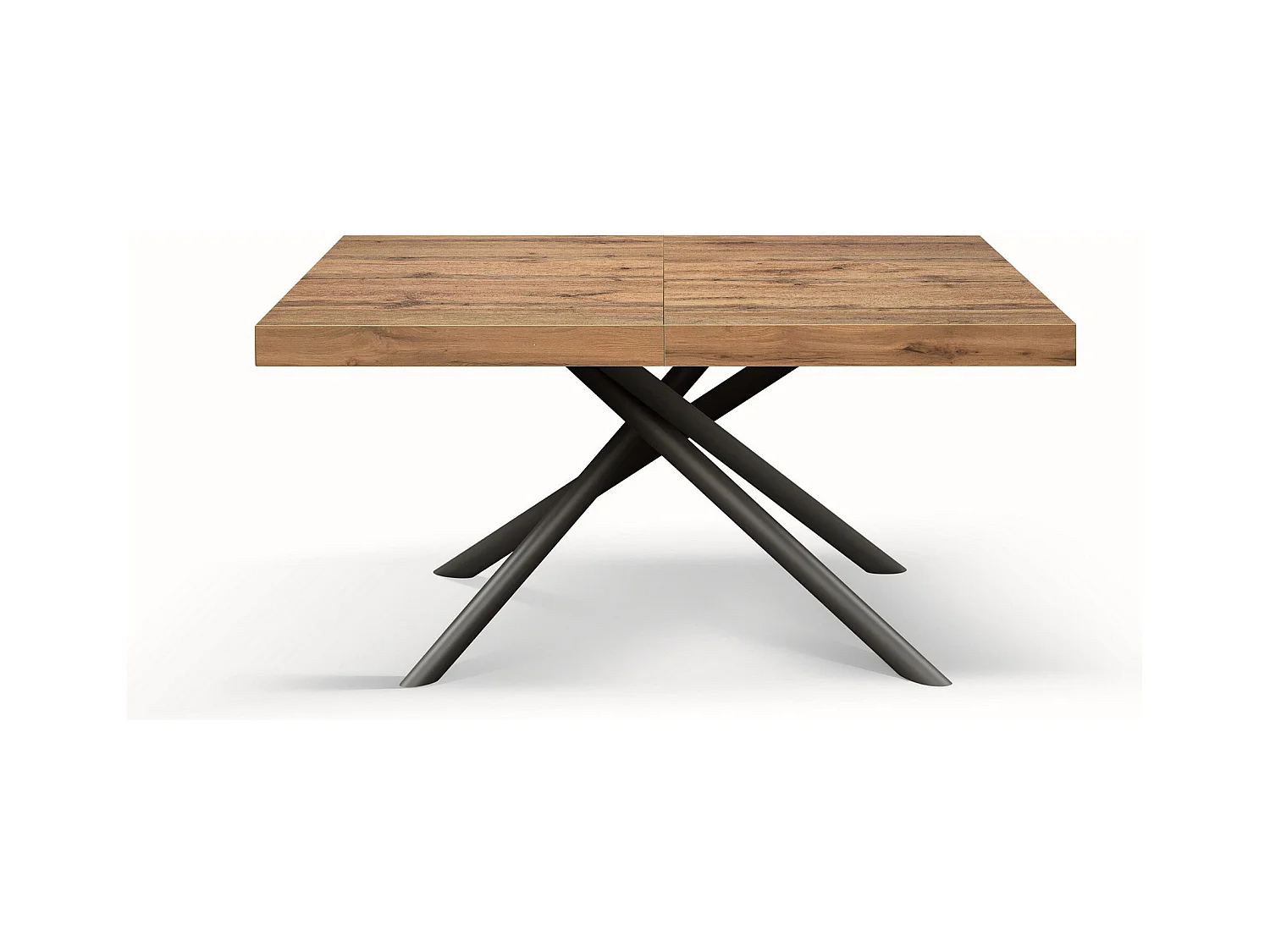 Drewniany stół, efekt dębu, antracytowa podstawa, długość 140x90-220x90cm - CARRARA