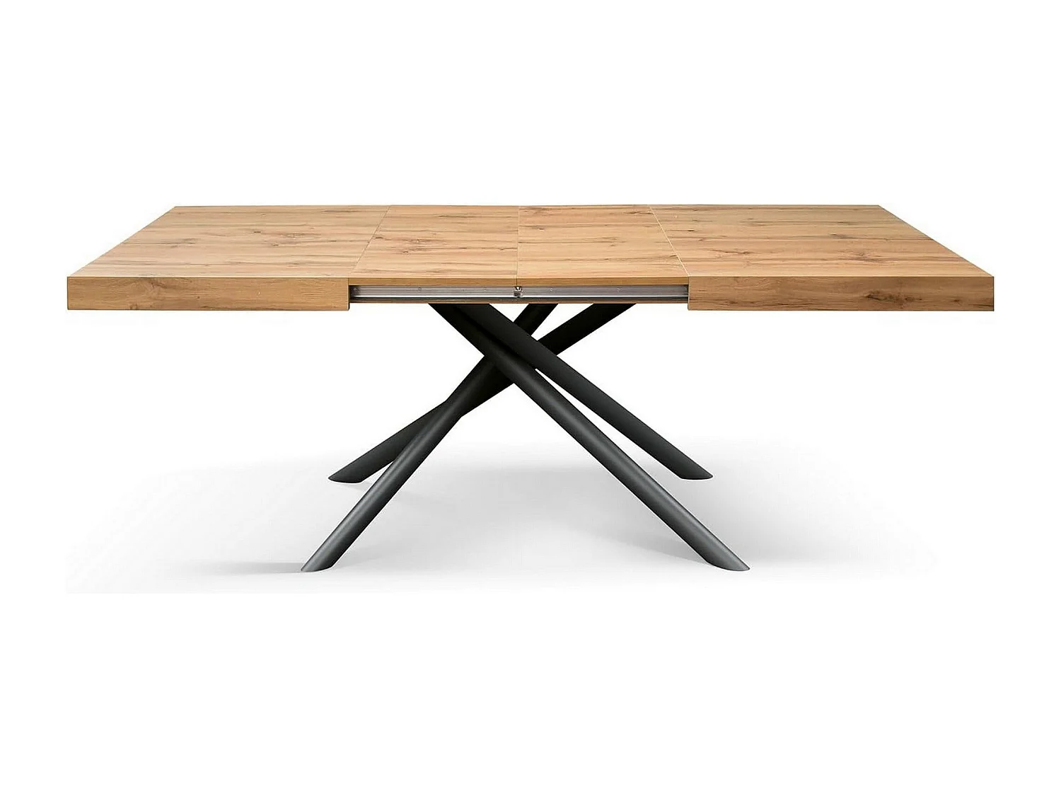 Holztisch, Eiche-Effekt, anthrazitfarbenes Gestell, Länge 140x90-220x90cm - CARRARA