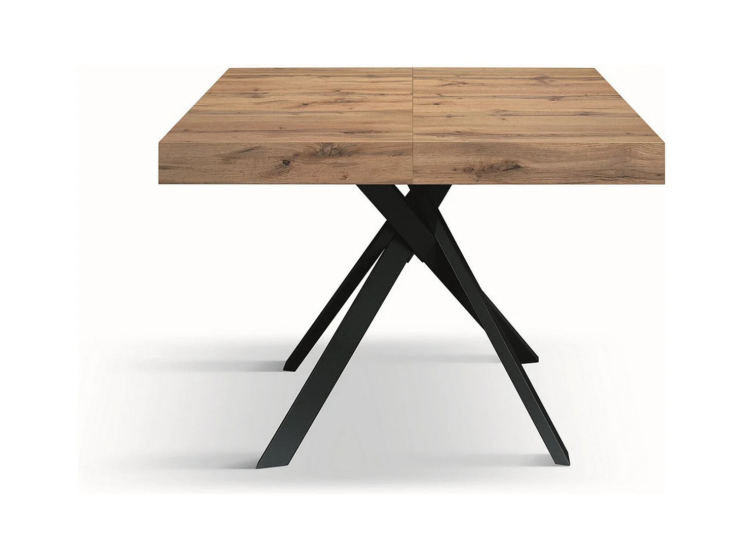 Rustikaler Eichenholztisch, anthrazitfarbene Metallbeine 95x90-145x90cm - FORTE DEI MARMI
