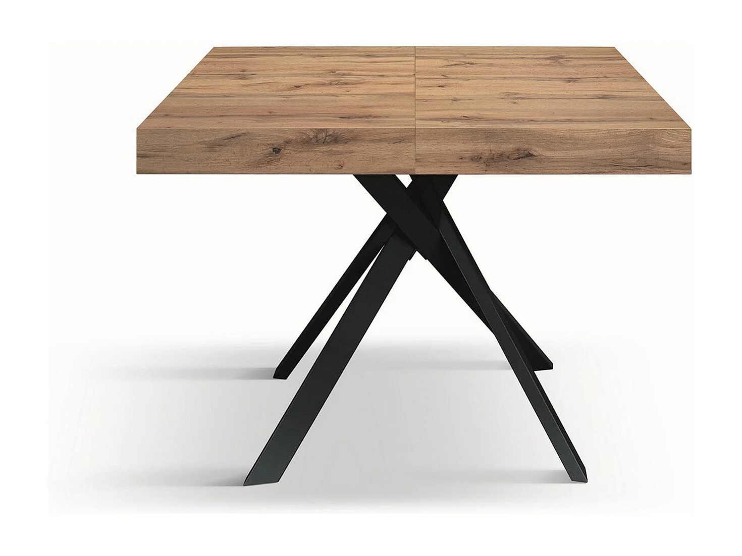 Rustykalny stół z drewna dębowego, antracytowe metalowe nogi 95x90-145x90cm - FORTE DEI MARMI